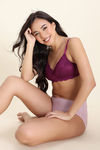Zivame Dreamcatcher Padded Non Wired Medium Coverage Lace Bra - Dark Purple — thumbnail 4